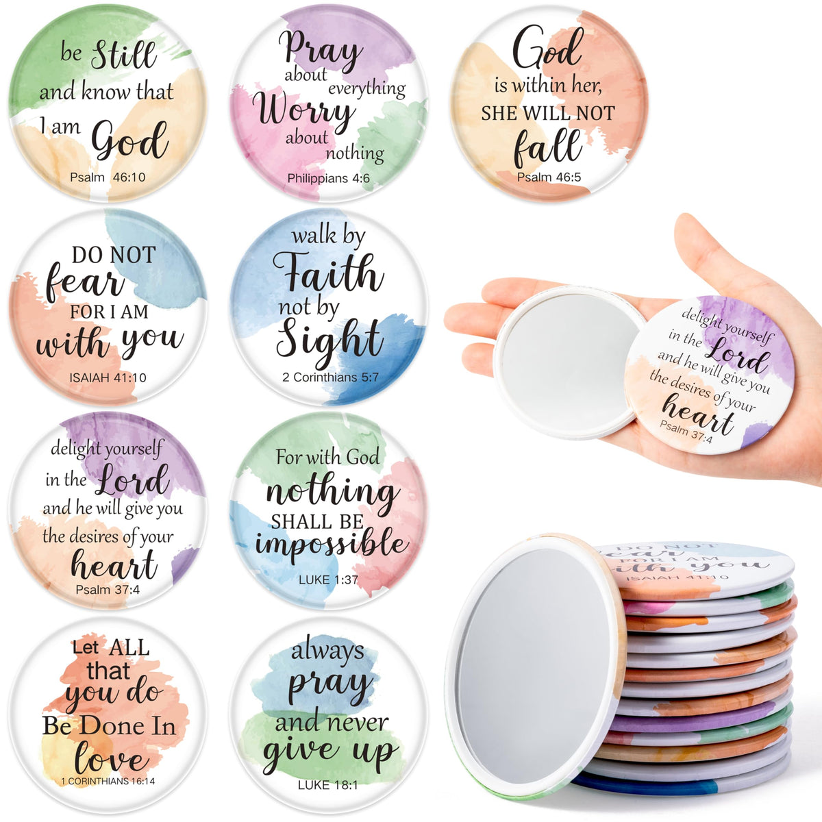 Y1tvei watercolor bible compact mirror with vibrant designs for daily inspiration.