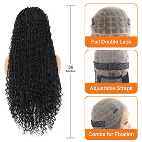 Wig on stand demonstrates easy care and versatile presentation for styling options.