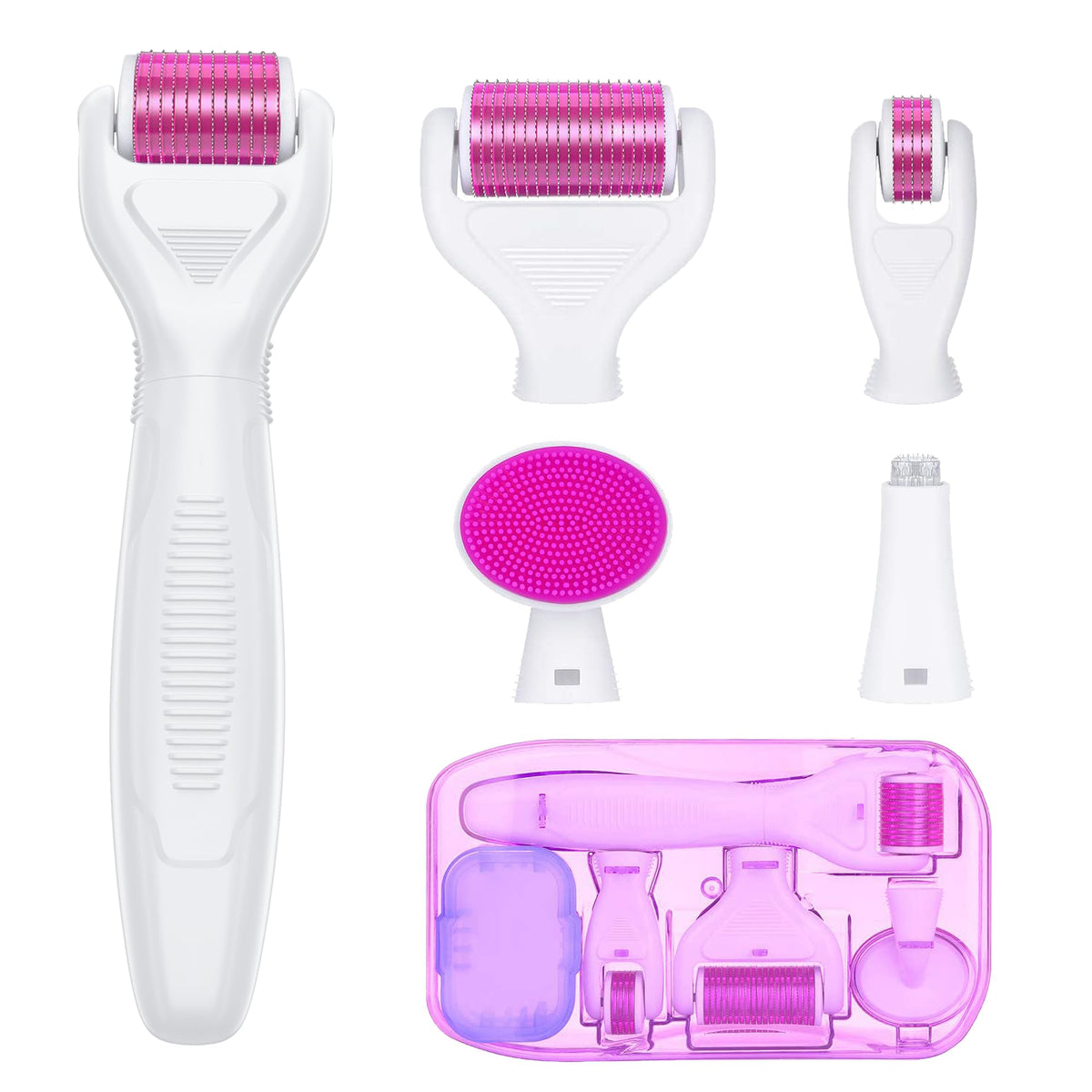 YaFex Derma Roller 6-in-1 kit side view for portable at-home microneedling