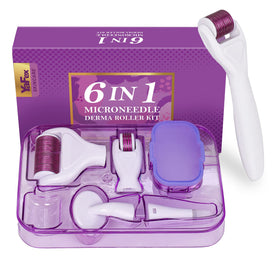 YaFex derma roller in use on face showing ergonomic grip