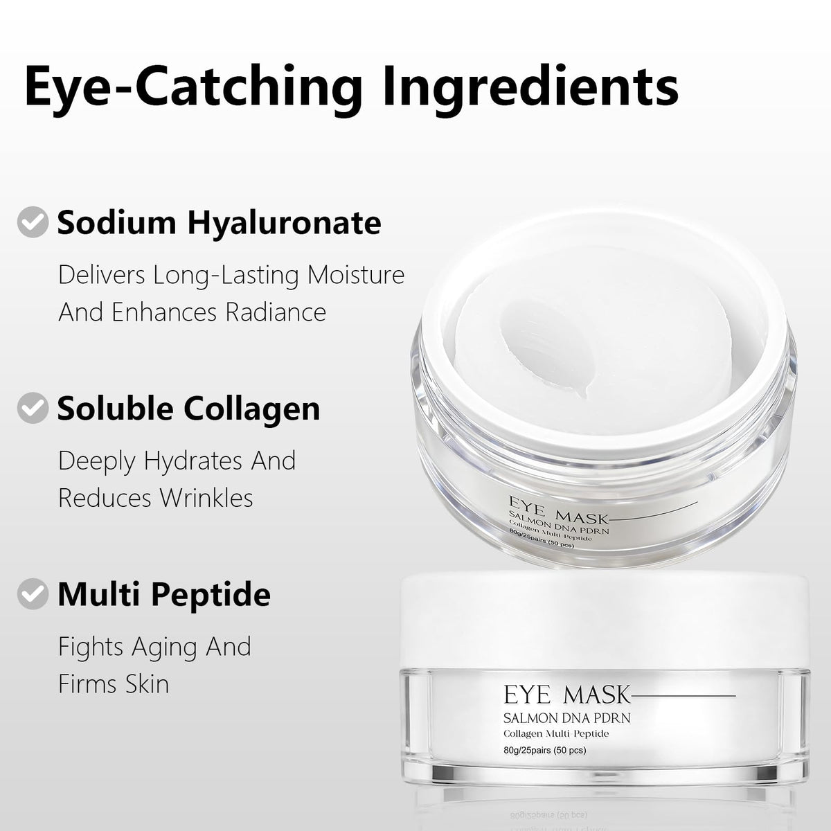 Cooling depuffing action of YAFUSIPE eye patches on tired eyes.