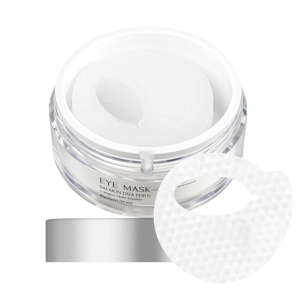 YAFUSIPE Salmon DNA PDRN eye patches wrapped around the eye for lifted, refreshed eyes.