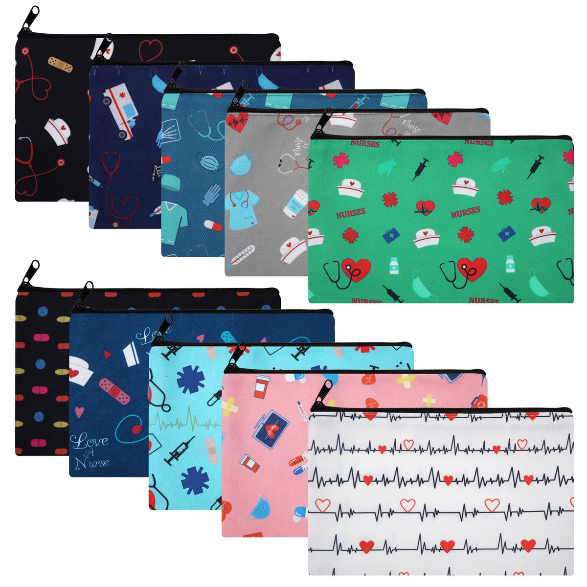 Yahenda nurse-pattern makeup bags collection for organized daily use