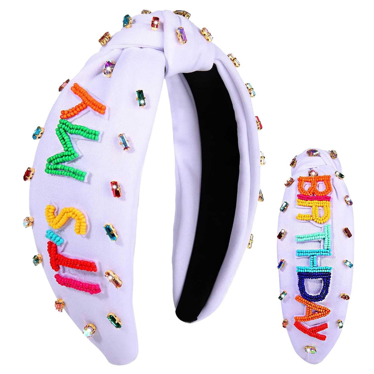 YAHPERN birthday headband top knot with crystals for festive look