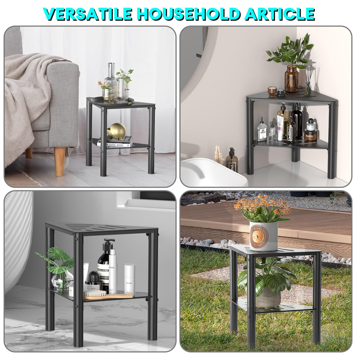 YAJONUE multi-use-stool works as shower seat, bench, or small table.