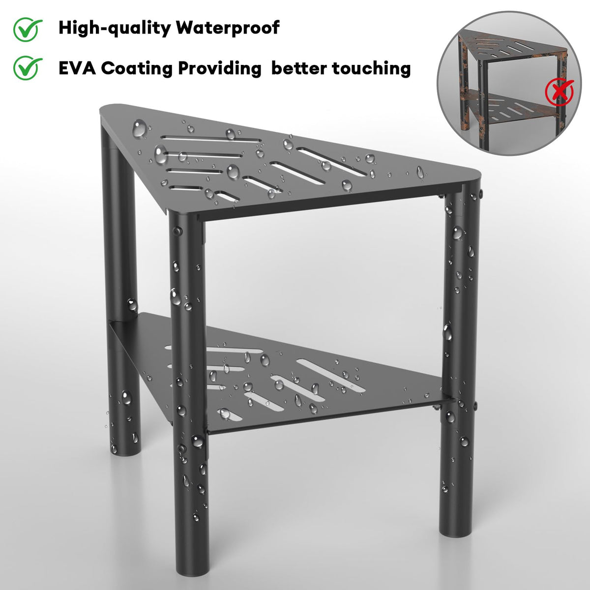 YAJONUE small-corner-bathbench fits tight spaces for quick rests.