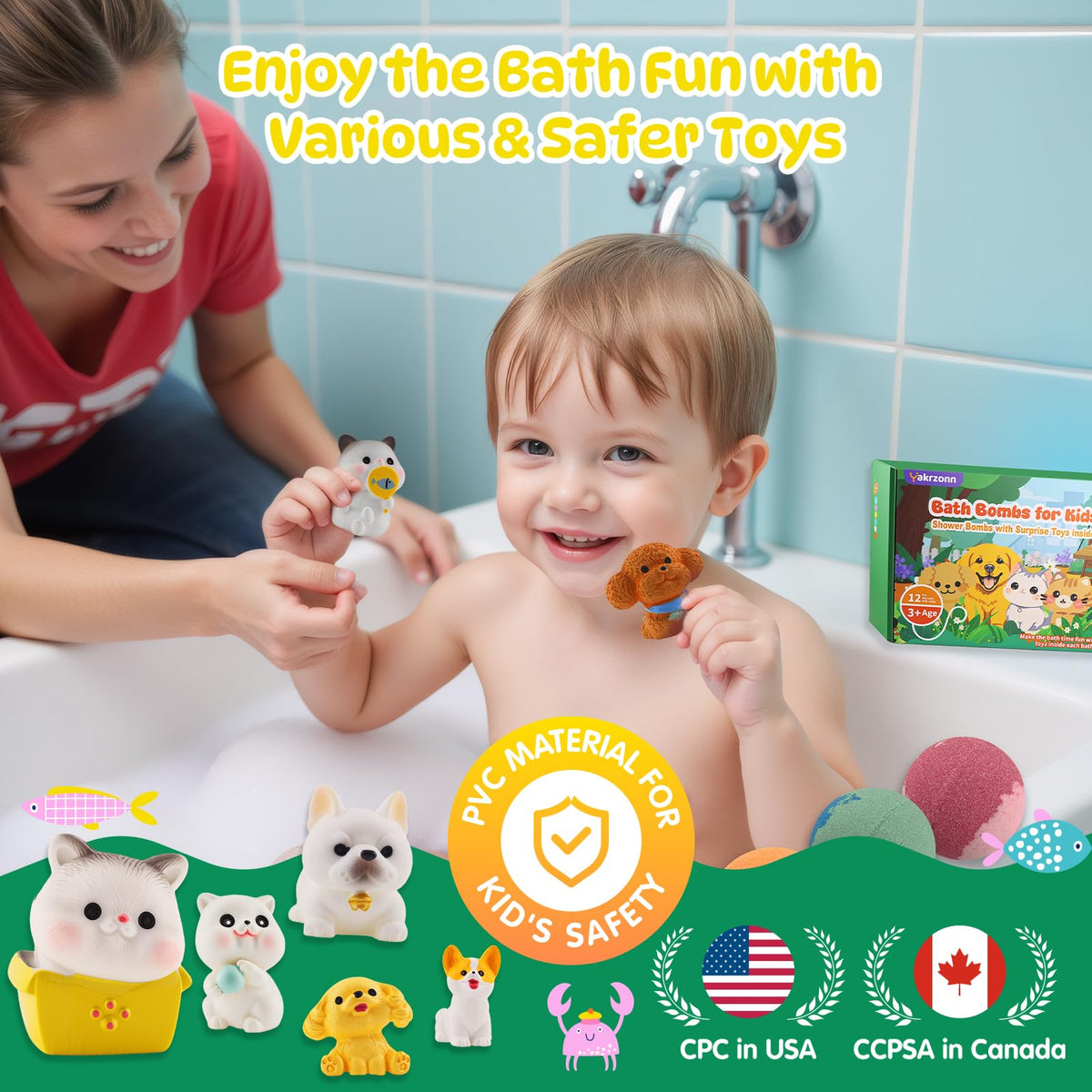 Yakrzonn bath bombs provide educational, fun bath time with hidden toys