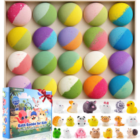 Yakrzonn bath bombs reveal a toy inside during bath time.