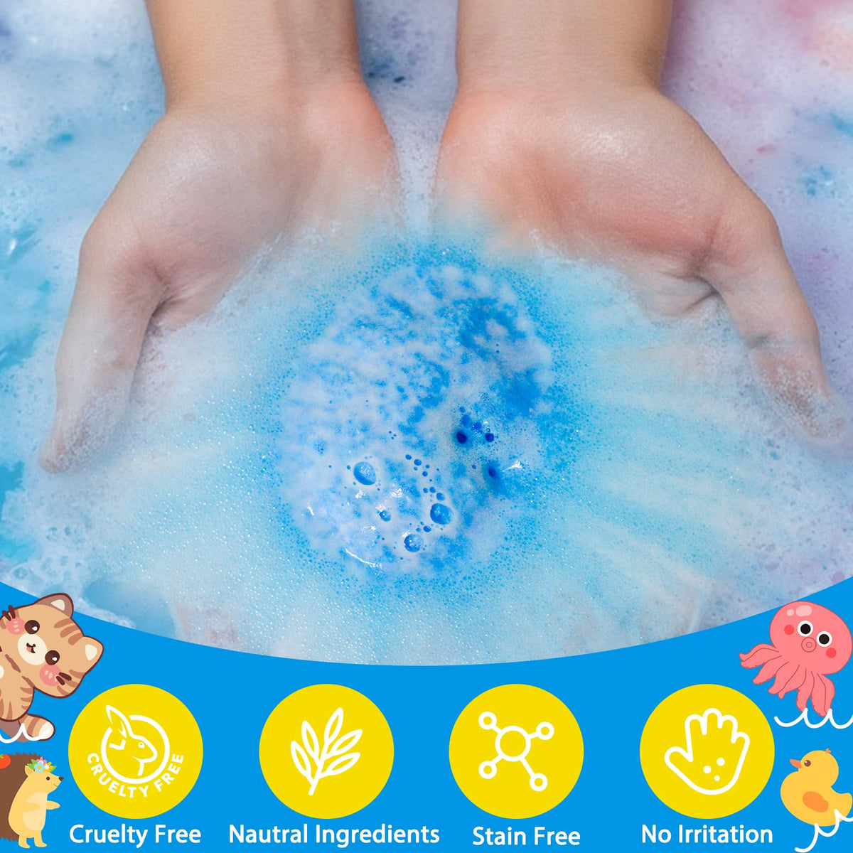 Yakrzonn handmade organic bath bombs provide gentle moisture.
