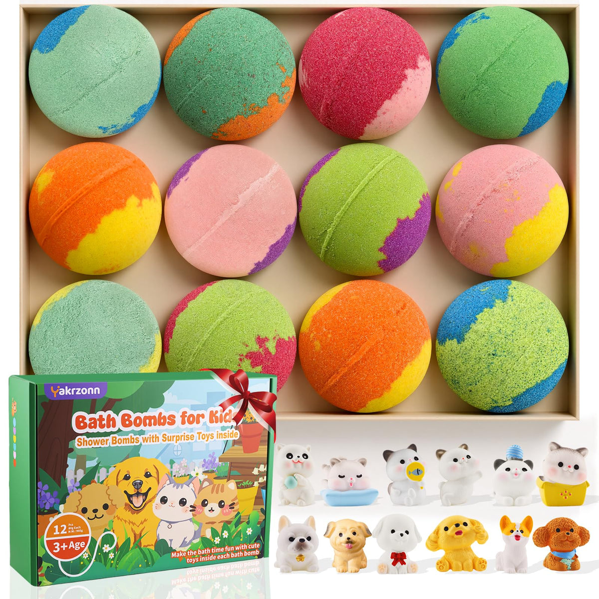 Yakrzonn kids bath bombs with surprise toy inside promote imaginative play during bath time