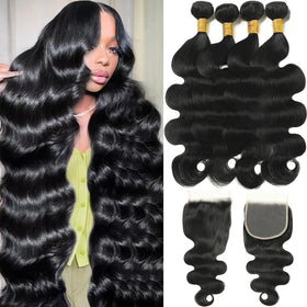 YAKUSHA body wave bundles with closure packaged for easy selection and quick styling prep.