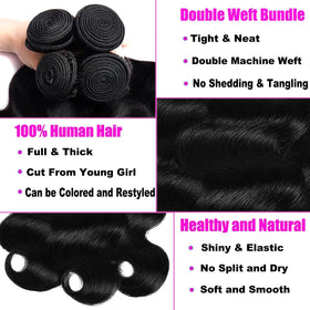 YAKUSHA body wave bundles with closure weft detail shows strong double-machine weave for durability.