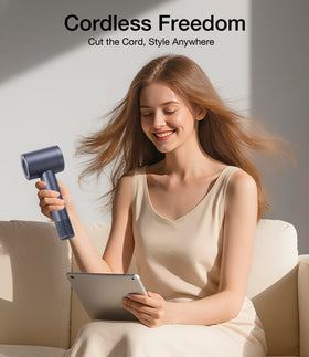 YALICE cordless dryer with magnetic nozzle for quick, focused airflow