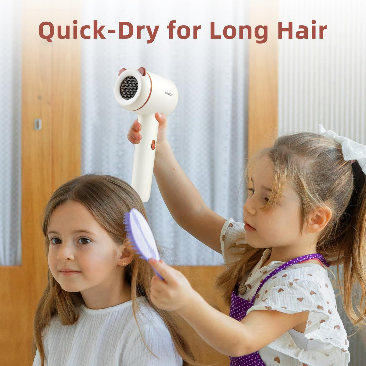 YALICE Kids Hair Dryer anti-scald design ensures safe sessions.