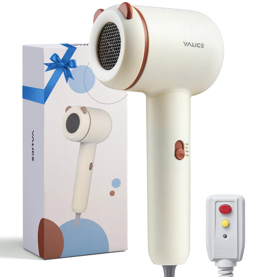 YALICE Kids Hair Dryer compact travel design for gentle on-the-go drying.