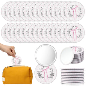 Yalikop 30-pcs mini Christian compact mirrors with pink bow for daily inspiration.