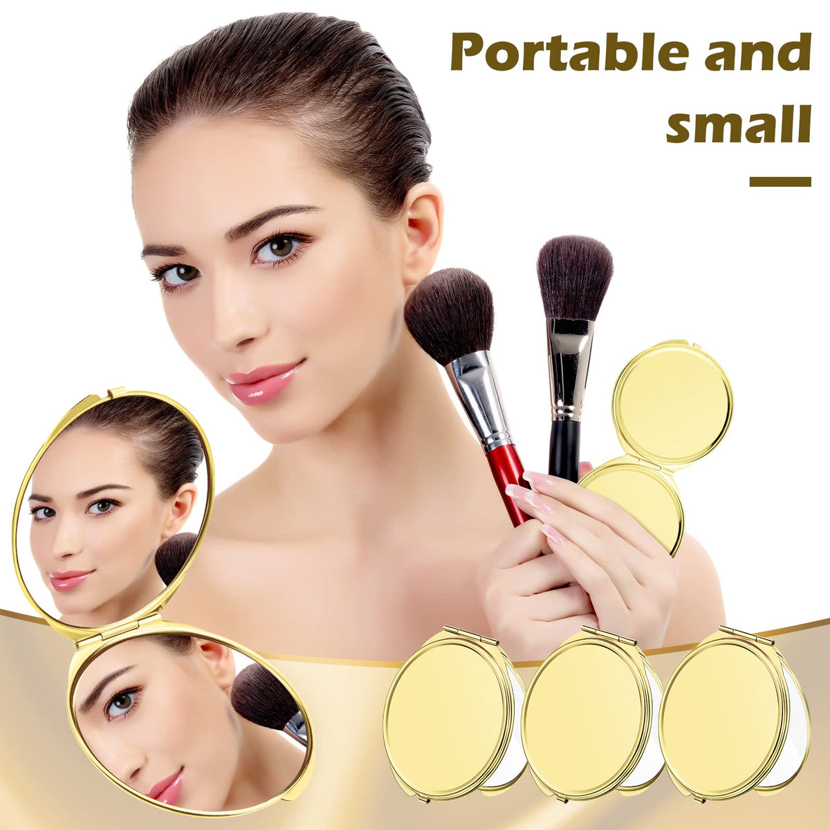 Yalikop gold compact mirror metal shell durability resists wear for daily use