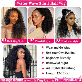 Yamduly Half Wig drawstring cap fit demonstrates secure, comfortable wear