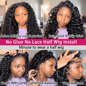 Yamduly Half Wig seamless hairline look for natural blend