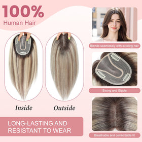 YAMI 100% human hair topper offers soft, versatile styling and seamless blending.