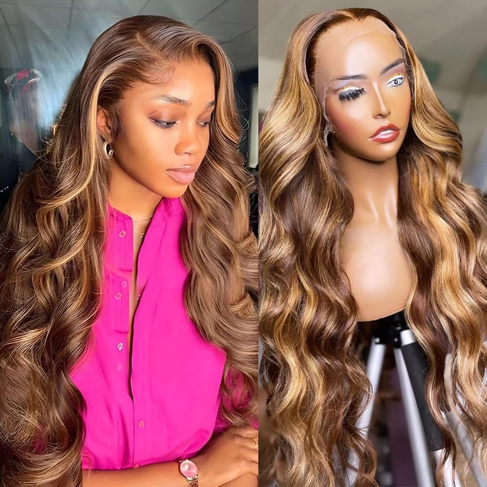 Yamikk 13x5 honey blonde ombre lace front wig front view with easy parting