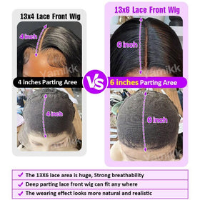 Yamikk 180 density body wave wig offers full, natural volume.