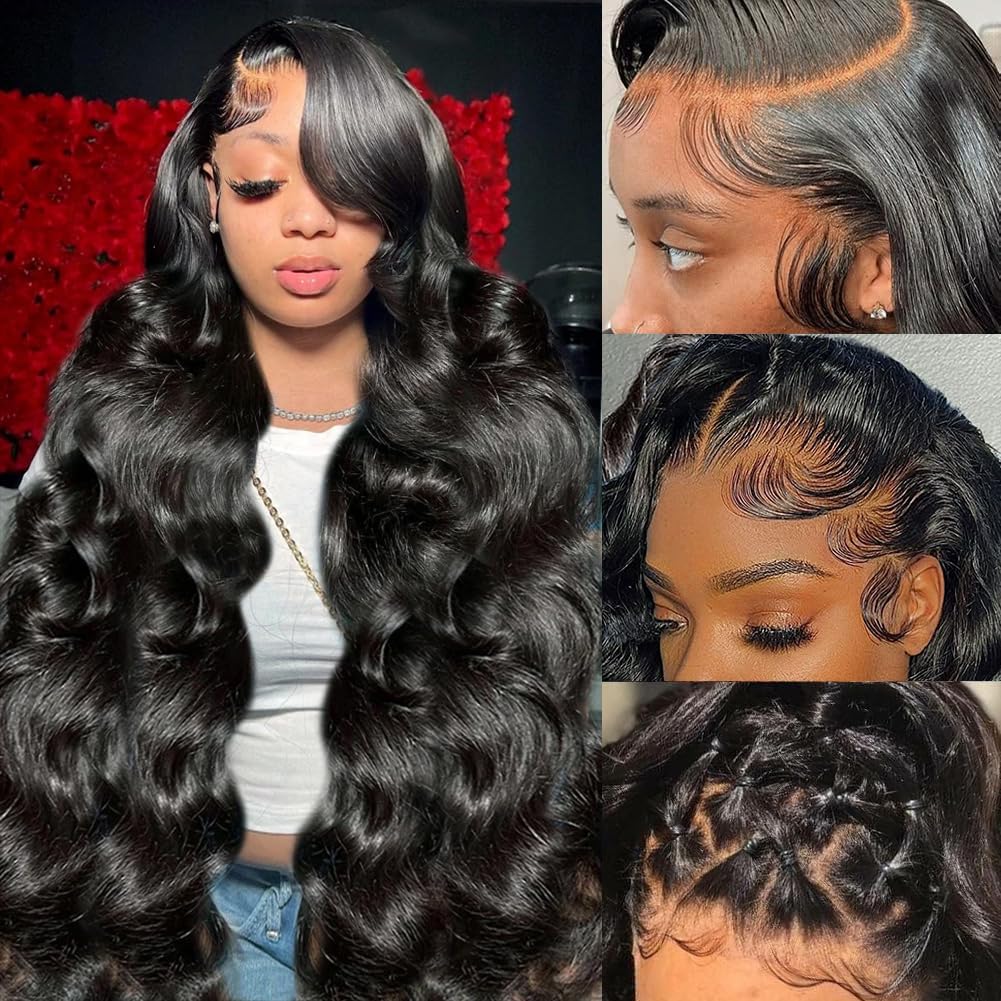 Yamikk 30in body wave lace front wig, natural front view for everyday styling.