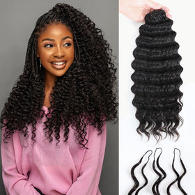 Yamikk deep wave crochet hair close-up texture showing natural movement