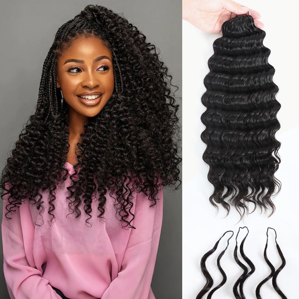 Yamikk deep wave crochet hair close-up texture showing natural movement