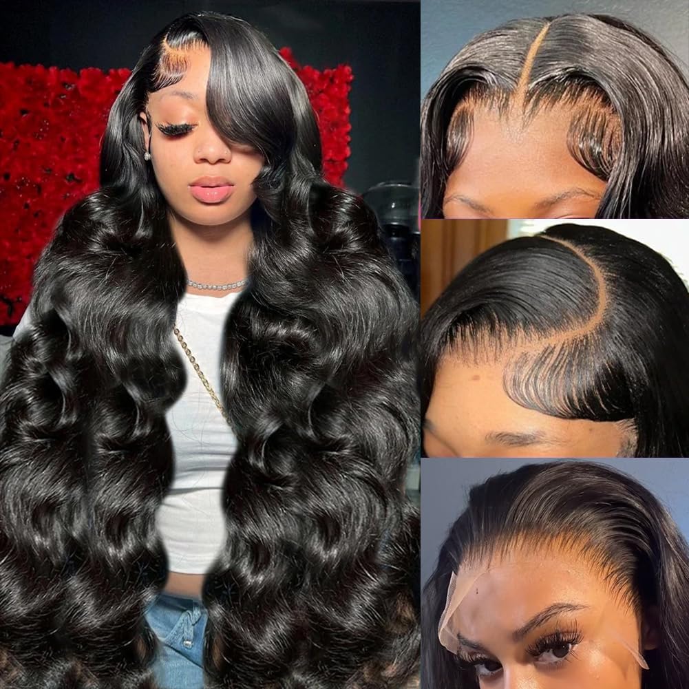 Yamikk 13x6 HD lace front wig front view with natural part and body wave