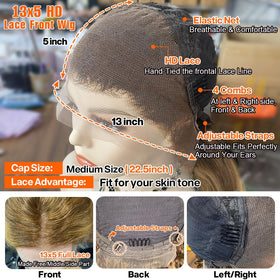 Yamikk Honey Blonde highlight wig cap construction with four combs and adjustable straps