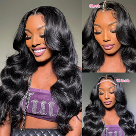 Yamikk 13x6 HD lace front wig side view showing versatile parting options