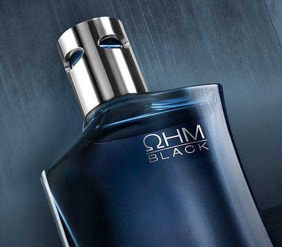 Yanbal OHM Black packaging, elegant box signaling exclusive fragrance.