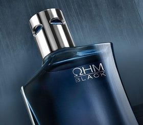 Yanbal OHM Black packaging, elegant box signaling exclusive fragrance.