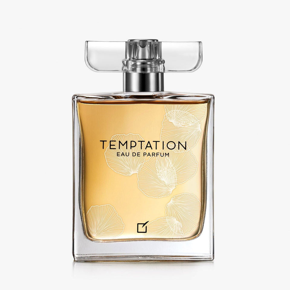 Yanbal Temptation EDP bottle on a reflective surface, ideal for elegant evenings
