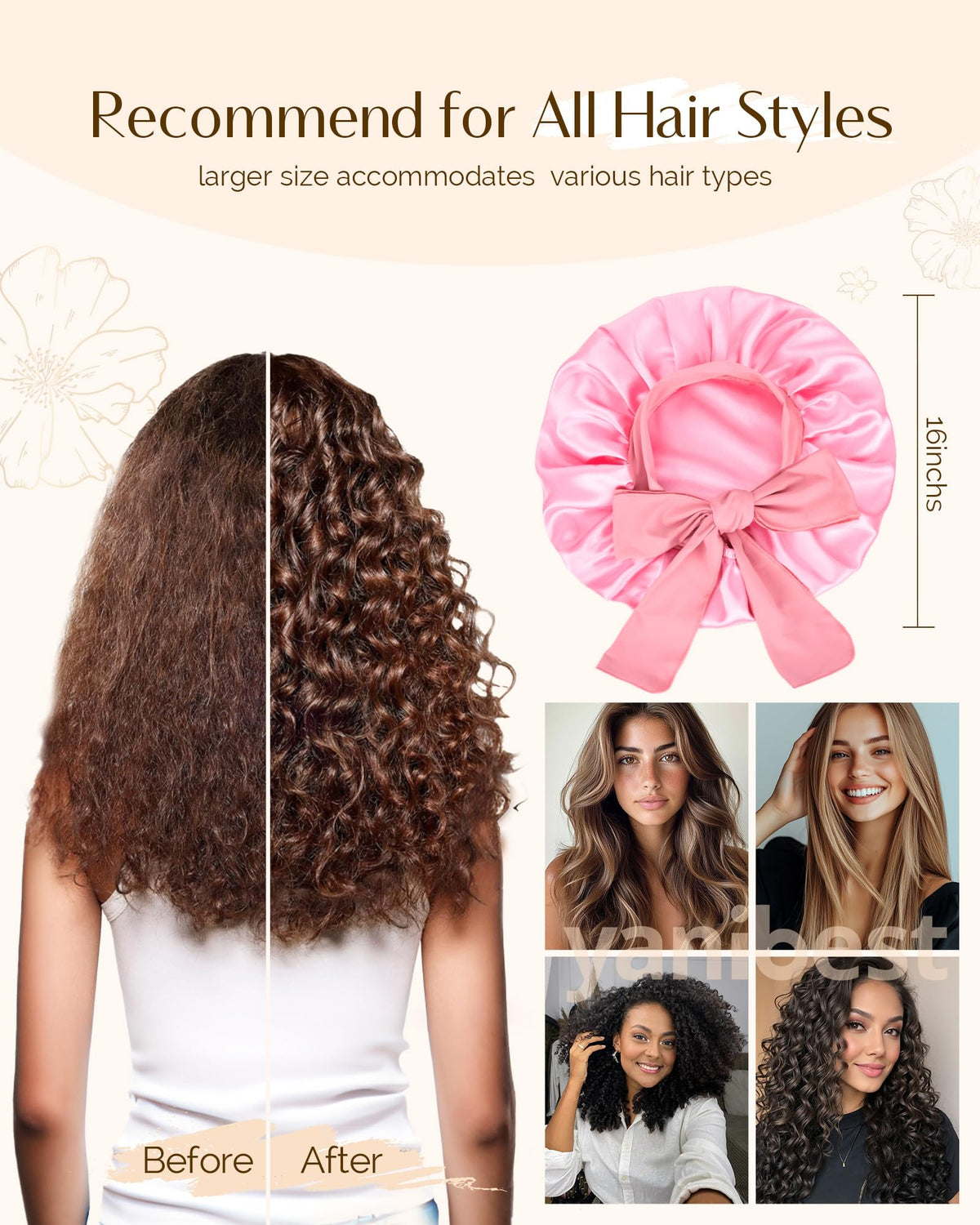 Yanibest adjustable tie-band detail highlighting soft, secure fit for any hairstyle