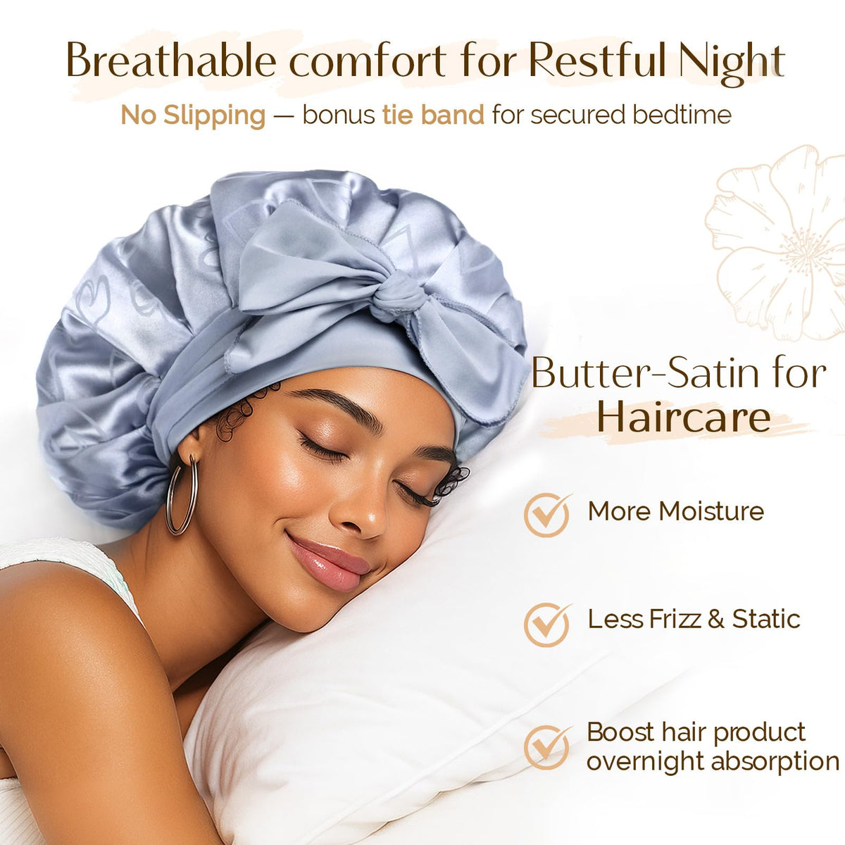 YANIBEST double-layer bonnet inside-out, versatile protection for curls.