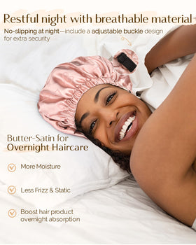 YANIBEST double-layer satin bonnet with adjustable fit for curly hair