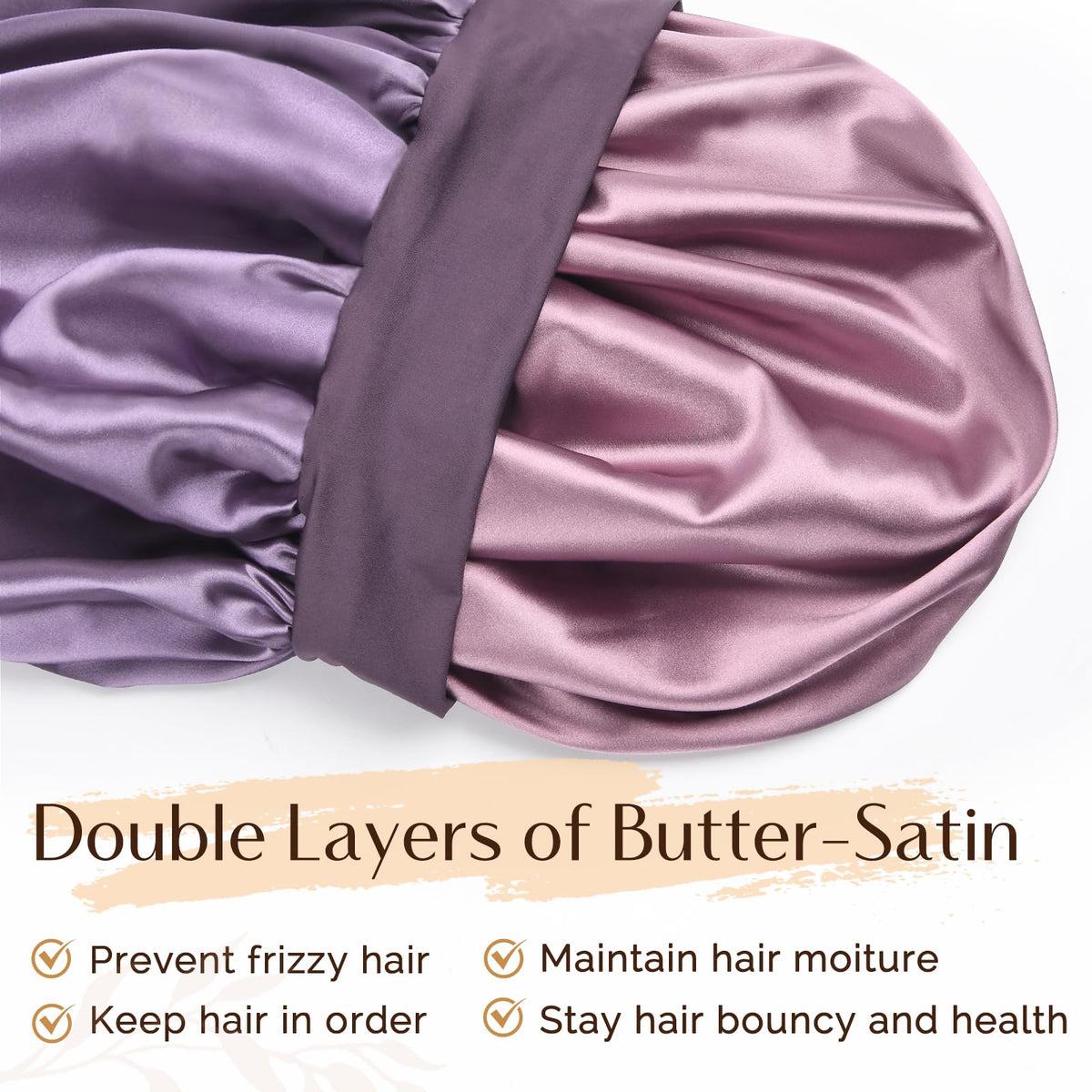 YANIBEST double-layer satin bonnet detail highlights secure fit with elastic band.