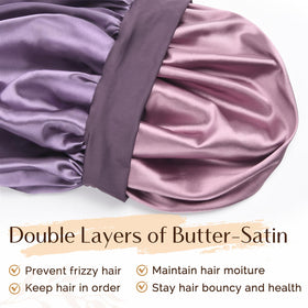 YANIBEST double-layer satin bonnet detail highlights secure fit with elastic band.