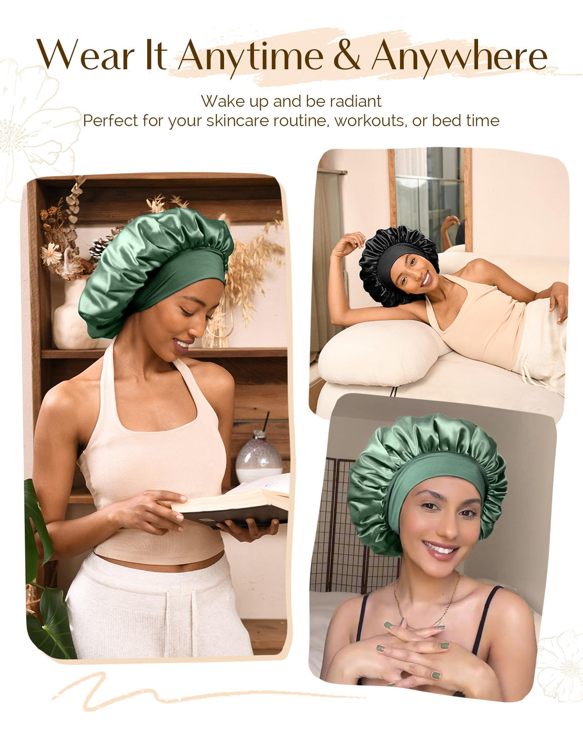 YANIBEST hair-protecting bonnet suitable for curls, braids, and long hair