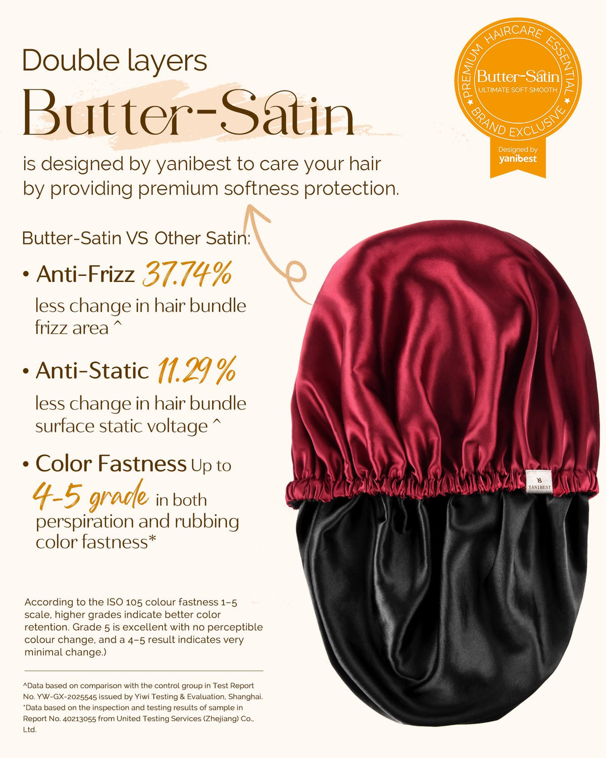YANIBEST hair protection bonnet reduces pillow friction and tangling