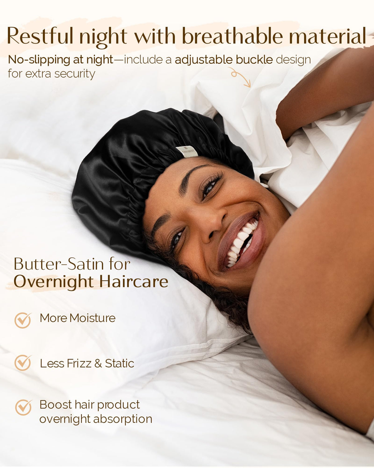 YANIBEST satin bonnet protecting hair from pillow friction and static