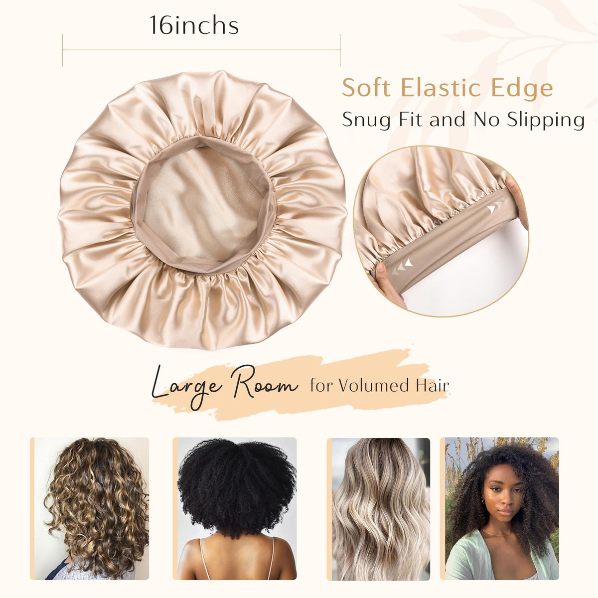 YANIBEST satin cap protects hair by reducing friction and frizz overnight