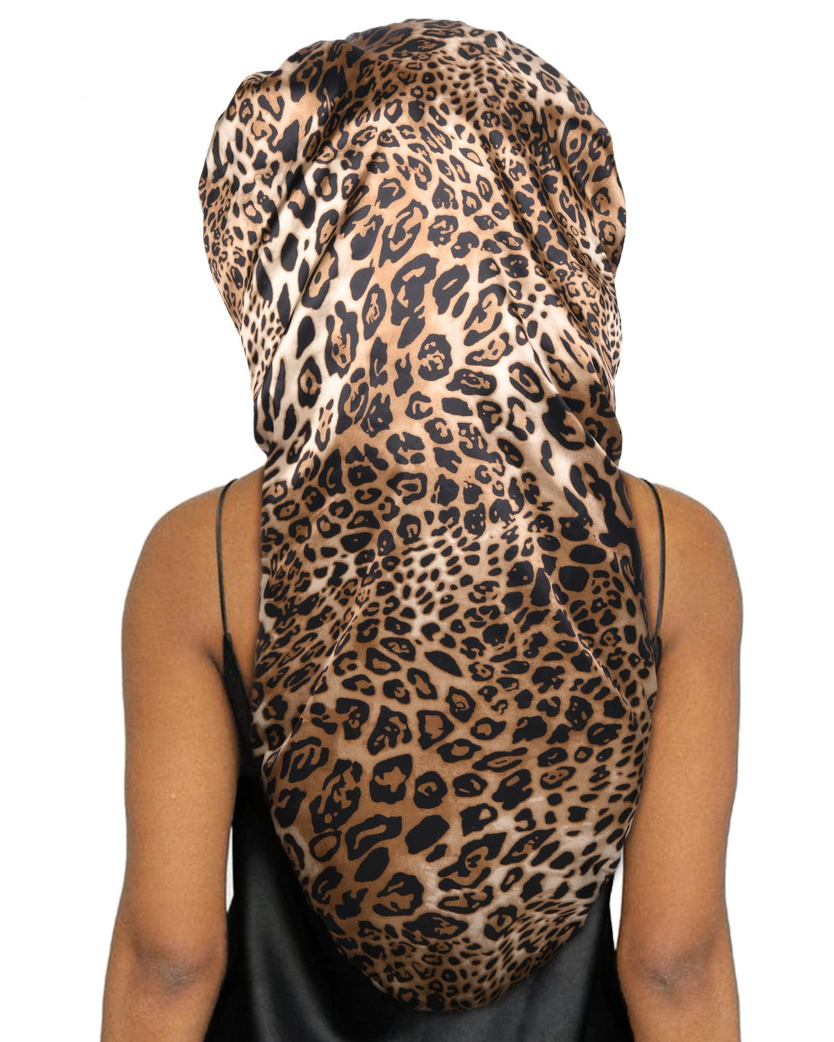 YANIBEST leopard satin bonnet protects hair while sleeping, reducing friction and frizz