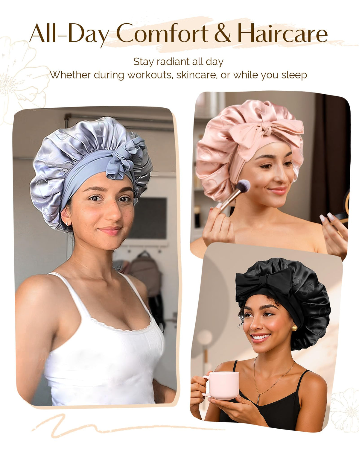 YANIBEST model wearing bonnet at night, comfortable wear.