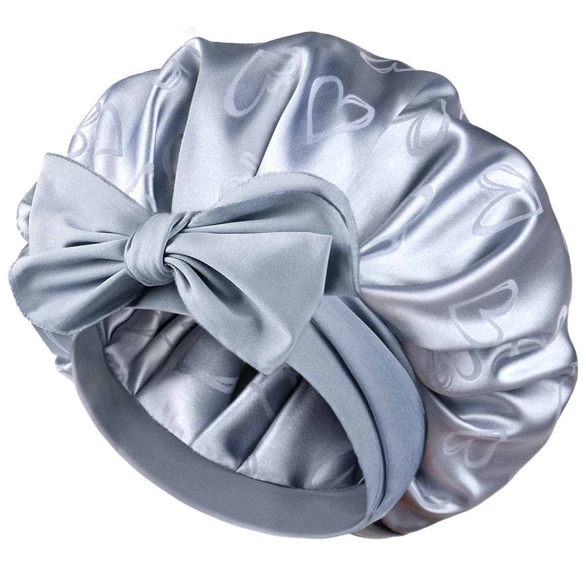 YANIBEST satin bonnet blue, right side view, protects hair during sleep.