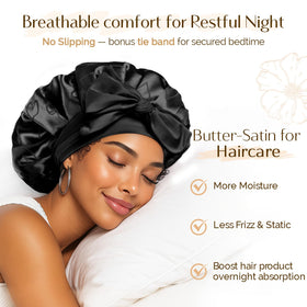 YANIBEST satin bonnet with tie band stays secure overnight for curls