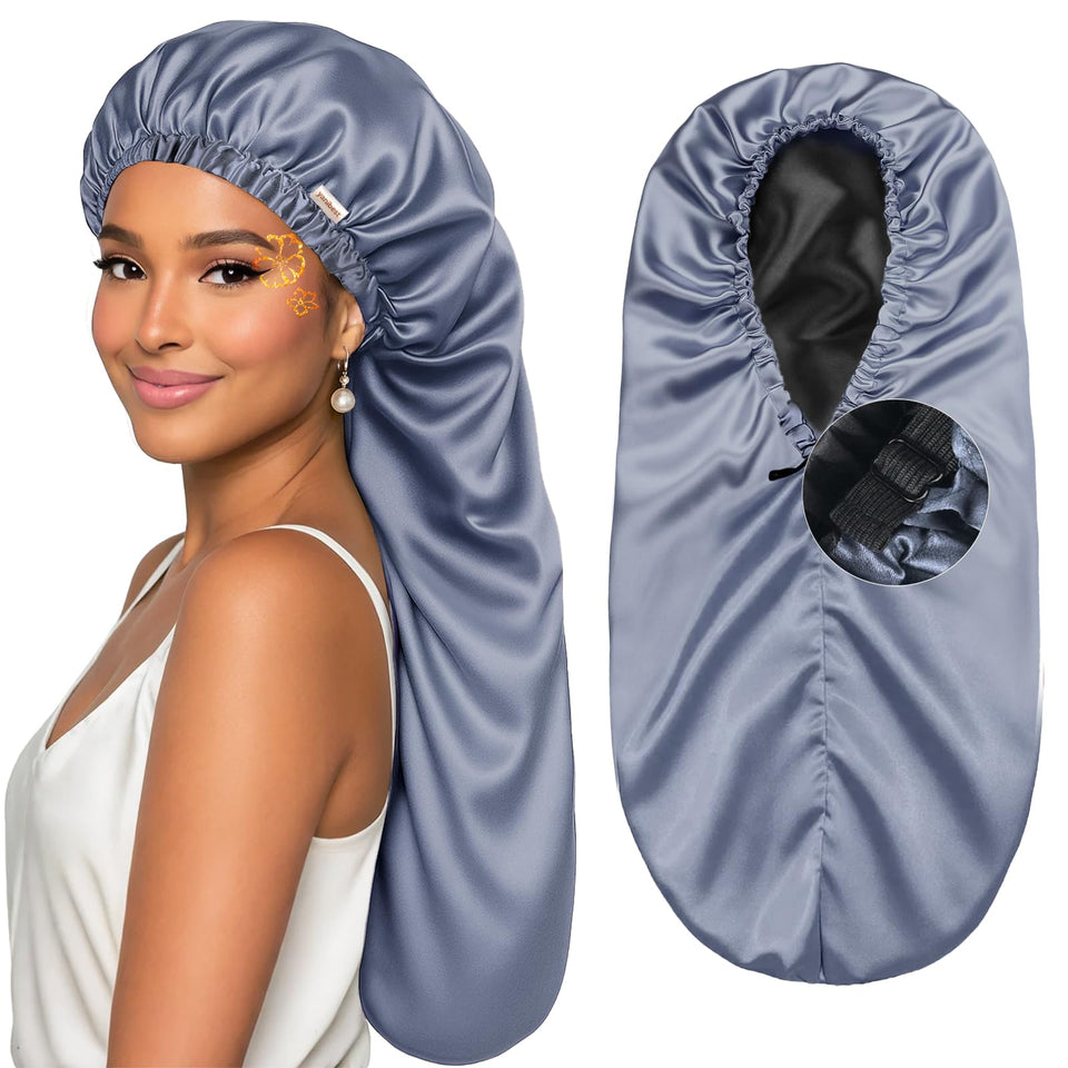 YANIBEST satin sleep bonnet for natural hair, smooth fabric reduces friction overnight.