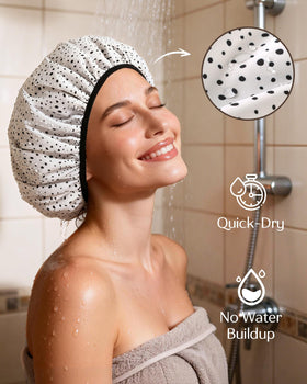 Yanibest shower cap accommodates braids and long hair for comfortable wear.